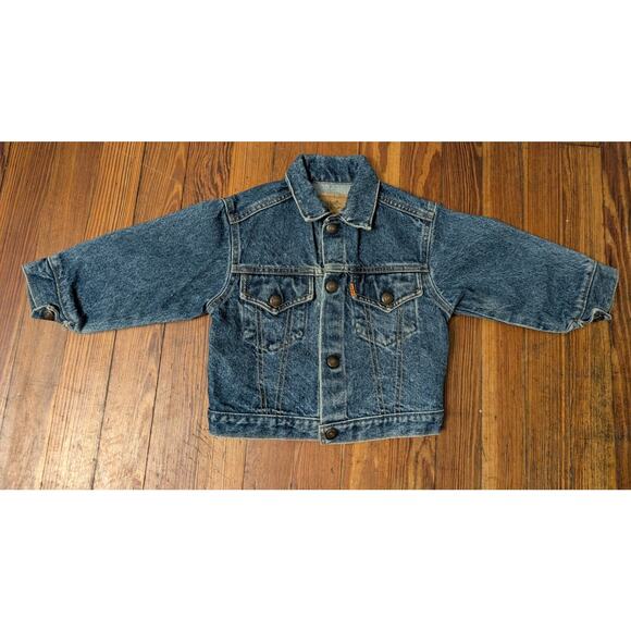 LEVI'S Blue Denim Jean Jacket Made In USA VTG Size 3 Orange Tab - Picture 1 of 9